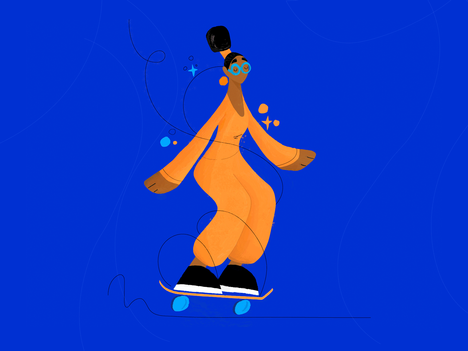 Glow Girl character character design gif girl glow illustration light neon skate skateboard woman