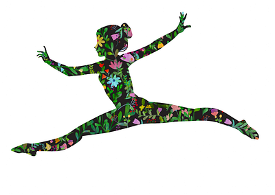 Floral gymnast cartoon gymnast human illustration illustrator jump textured vector