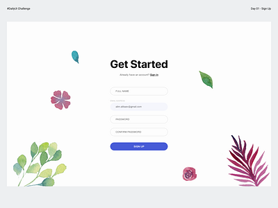Day 01 - Sign Up - #DailyUI adobe xd challenge dailyui figma freebie madewithadobexd minimal sign up sketch