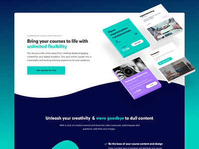 LearnWorlds new flexible courses page courses elearning homepage landing page online courses web design