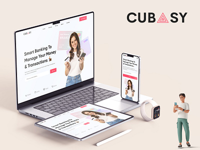Cubasy - Smart Banking Landing Page UI account bank banking card credit card crypto currency customer debit card finance financial loan online purchase services smart transaction ui ux web