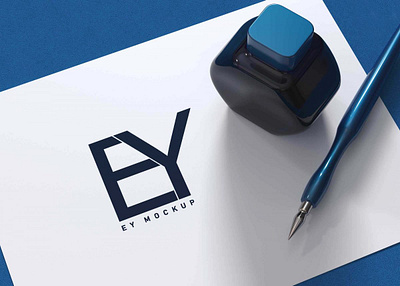 Blue Pen 3D Logo Mockup 3d best blue branding design download free illustration latest logo mockup pen premium psd ui web