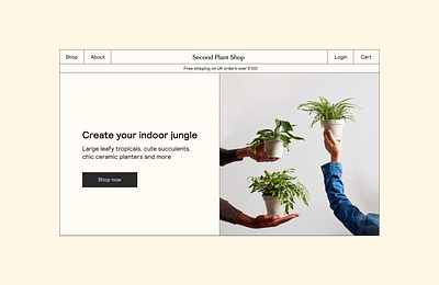 Second Plant Shop e-commerce beige design e commerce hero page minimal minimalistic modern plants shop ui ui design web web design