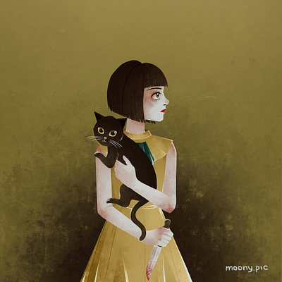 Fran Bow animal art digital art fanart game human illustration illustrator retro