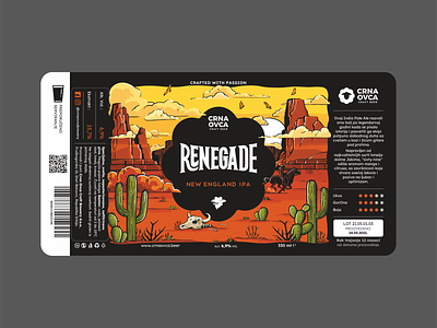 Renegade Beer label branding cactus comic book cowboy craft beer desert design graphic design icon set illustration logo new england ipa outlow renegade retro vibe southern texas vector vintage wildwest