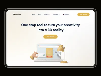 Creatfree 3d builder creativity hero section website