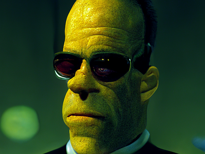 Homer Simpson as a Smith in Matrix(1998) aiart angkritth character character design glasses matrix midjourney portrait simpson