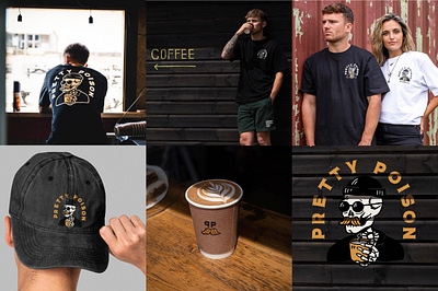 Pretty Poison Coffee Brand Identity apparel badge design branding coffee design devon designer icon illustration logo logo variations skull t shirt typography