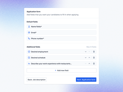 Form builder preview add add field add form applicant application builder create form crm field fields form form builder forms hiring job job form jobs lever reorder teero