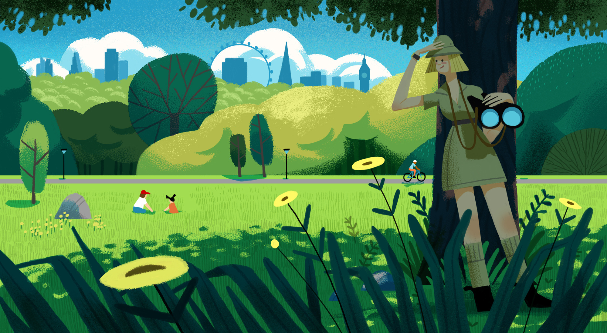 Wilderness of London character digital editorial folioart gerhard van wyk illustration landscape texture