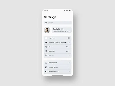 IOS Settings 3d animation app design branding design figma graphic design illustration ios logo motion graphics ui ui design ux design visual design