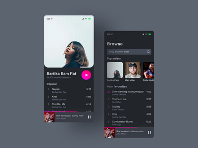 Music app | Daily UI 009 009 app design daily ui dailyui 009 dark theme dark ui mobile app music app music ui ui challenge ui design uiux