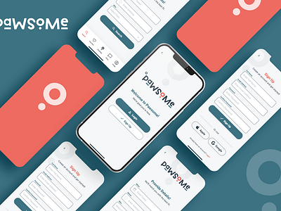 Pawsome | Mobile Dog Walking App mobile app prototype ui