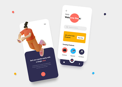 Selling App 3d illustration color creative design digital art dribbblers e commerce flat ios minimal mobile app mobileuidesign responsive design seller typography ui uiux usability user interface whitespace