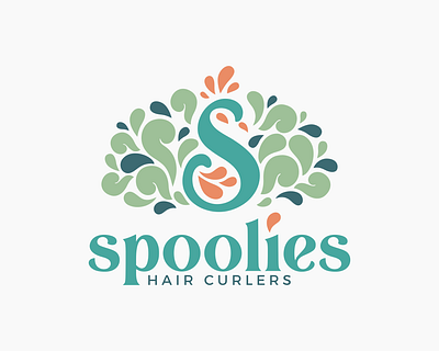 Spoolies Hair Curlers brand curls design hair logo peacock vector