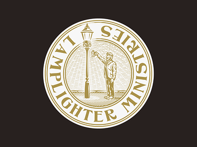 Lamplighter Ministries pt. II badge branding design engraving etching illustration logo peter voth design vector