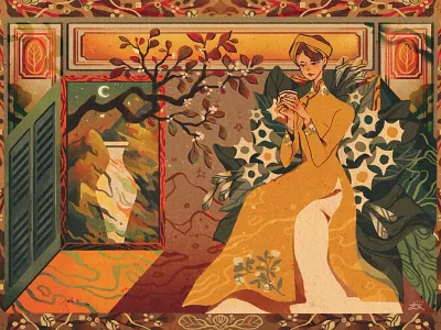 Lam Hoang Dat camelia pham character decorative digital folioart illustration pattern texture