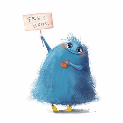 Free hugs cartoony character design childrenbook illustration illustration kidlit
