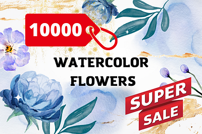 10 000 Watercolor Flowers, Clipart Bundle, Discount Bundle, bundle floral watercolor flowers watercolor watercolor clipart