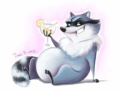 Raccoon cartoony character design childrenbook illustration illustration kidlit