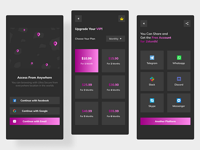 VPN Mobile App/ Part3 app app design application clean dark dark app dark mode darkui design mobile design trends trendy trendy design ui ui design uiuxdesign ux vpn vpn app vpn mobile app