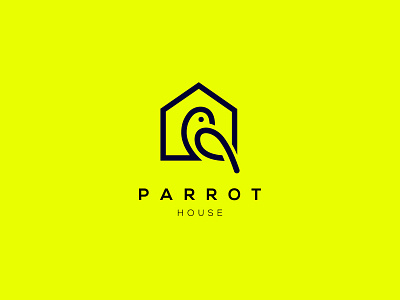 Parrot House Minimal Logo animal bird minimal logo birds logo branding creative logo logo logo design parrot house logo parrot minimal logo pet bird logo