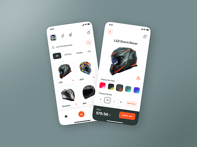 Motorcycle Helmets Online Store - Mobile App app design ecommerce app ecommerce mobile app helmets store mobile app design mobile apps mobile ui mobile ux motorcycle helmets user experience design user interface design