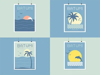Batumi Beach Posters art authentic batumi batumi poster beach clean creative art digital art graphic graphic design illustration minimal pastel poster summer