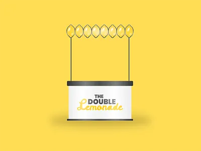 The Double Lemonade Branding - Stand Mockup branding cool logo drink logo flat design food logo fun logo lemonade logo logo logo design mockup realistic vector simple logo stand design stand mockup typography typography logo vector