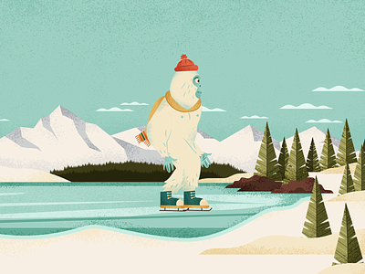 “You might see a Yeti once in your life or never” ⛸️ adobe animation cute gaming happy iceskating illustration lake loop mountain muti range scarf texture trees vector winter yeti