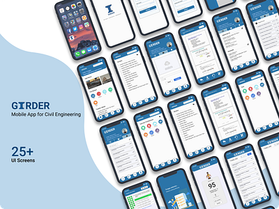 Girder UI Kit - Mobile App civil engineering civil engineering app girder app mobile app ui ux ux case study ux case study app