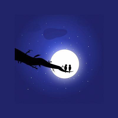 Sparrow-Moon In Night Vector branding design dribbble graphic design illustration logo ui ux vector