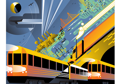 Infrastructure abstract advertising contemporary design editorial illustration illustrator infrastructure vector