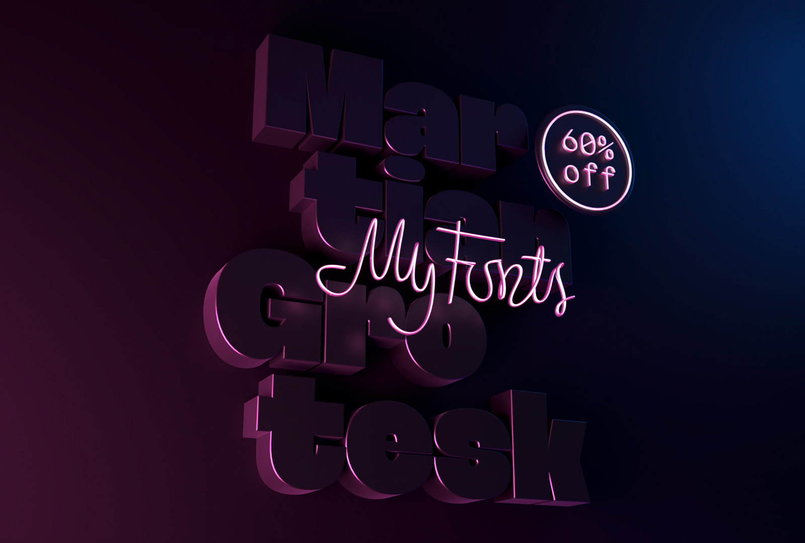 Martian Grotesk is launched on MyFonts 3d animation blender blender3d branding dark design discount font graphic design grotesk identity motion graphics neon night sans serif type design typeface typography ui