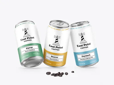 East Point Coffee Cans branding can coffee cold brew east fog identity lighthouse logo ocean packaging point roaster ship waves