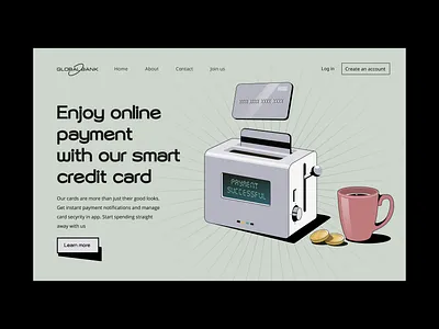 Online payment card. Hero illustration banking fintech hero illustration illustration web