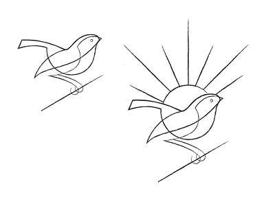 Sparrow & Sun animal bird black drawing illustration ink line lineout nature simple sparrow
