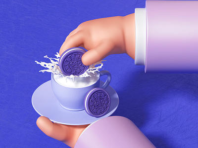 Oreo Lover 3d 3dart 3darts 3dcharacter 3dcharacters 3ddesign 3ddesigns 3dhand 3dmodeling art branding c4ddesigns character cinema4d design icon illustration oreo ui web