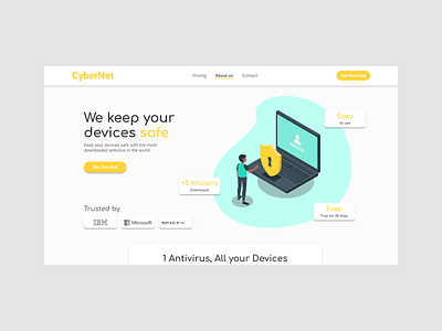 UI Challengue Nº3: Landing Page antivirus cta home homepage landing landingpage minimalism segurity white yellow