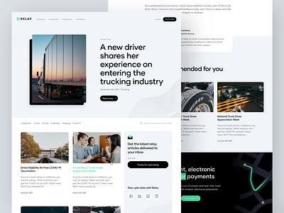 Relay - Blog and Article Page article article page blog blog page branding caviar digital payments electronic payments fleet lumper relay relay payments trucking typography ux website