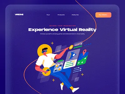 Experience VR Landing Page ai app ar augmented reality design illustration landing landing page landing page design minimal product design typography virtual virtual reality vr web web app web design website website design