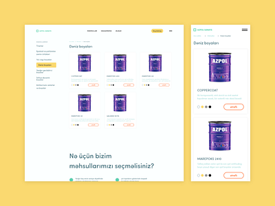 azpolsenayeboyalari.az | Industrial Paints | UI design azerbaijan creative design info kerim letif list paint products shop ui ux yellow