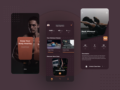 Home Workout Class App darkmode figma homeworkout mobileapp ui uiapp uidesign uidesigner uiux userinterface uxdesign