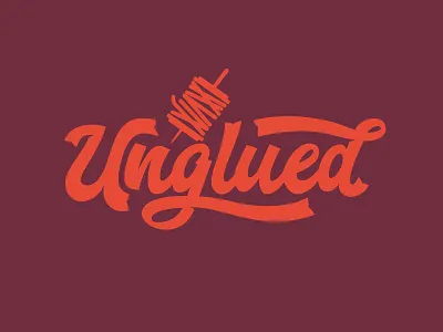 Unglued Outtakes branding craft crafting custom fargo gift shop glue icon logo script spool symbol type