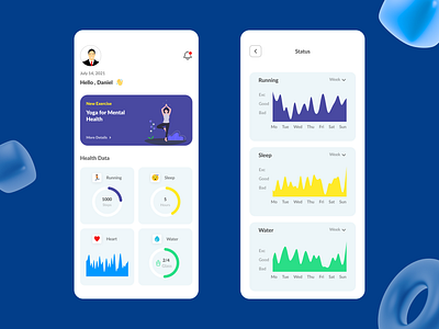 Health Tracking App 3d animation daily ui design thinking graphic design illustration logo motion graphics product design ui ui challenge ux law