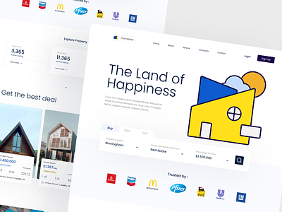 Oomless Property Website branding clean design flat graphic design hero homepage illustration landing page minimal minimalism property real estate ui uidesign vector website white space