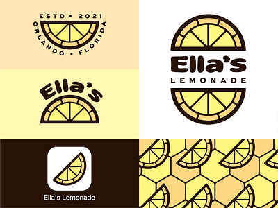 Ella's Lemonade branding design fruit lemon lemon slice lemonade stained glass yellow