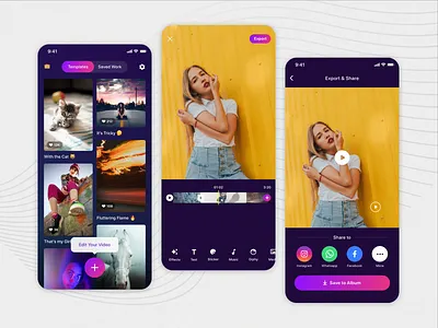Slide Show Maker app ui design apps latest designs design dribbbble dribbble dribble ios iphone new app design new ui ui video editor design