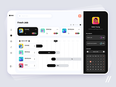 Project Management Platform app calendar coworking dark mode dark theme dashboard design mvp online planning platform project management purrweb schedule startup tool ui ux web web app