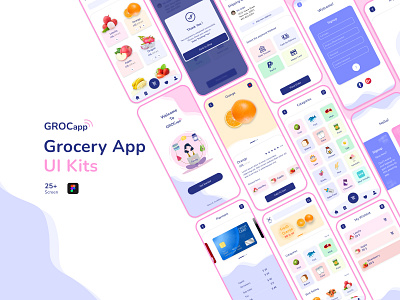 Grocapp Figma Template app apps designerforux food fresh food grocery kit landing page landing page design mobile mobileapps organic shop restaurant resturant shop shoping uikit uiux designer vegetables web design